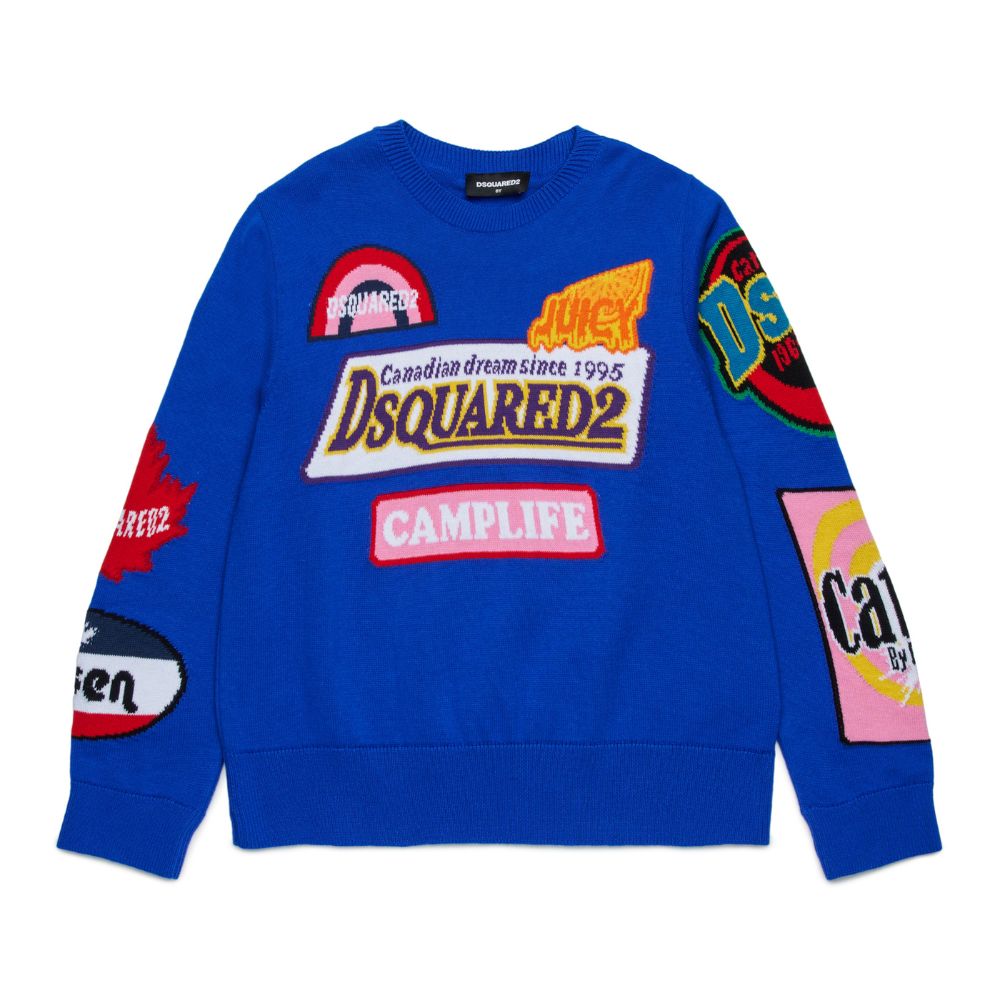 Dsquared Sweater Allover Print Blue