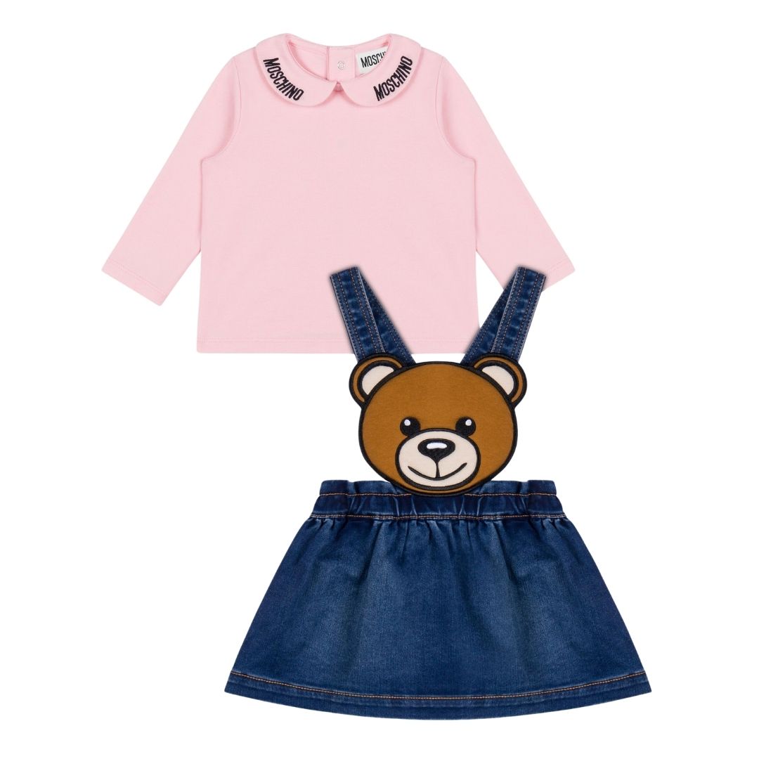 Moschino  Set Blouse & Skirt Bear Pink-Denim