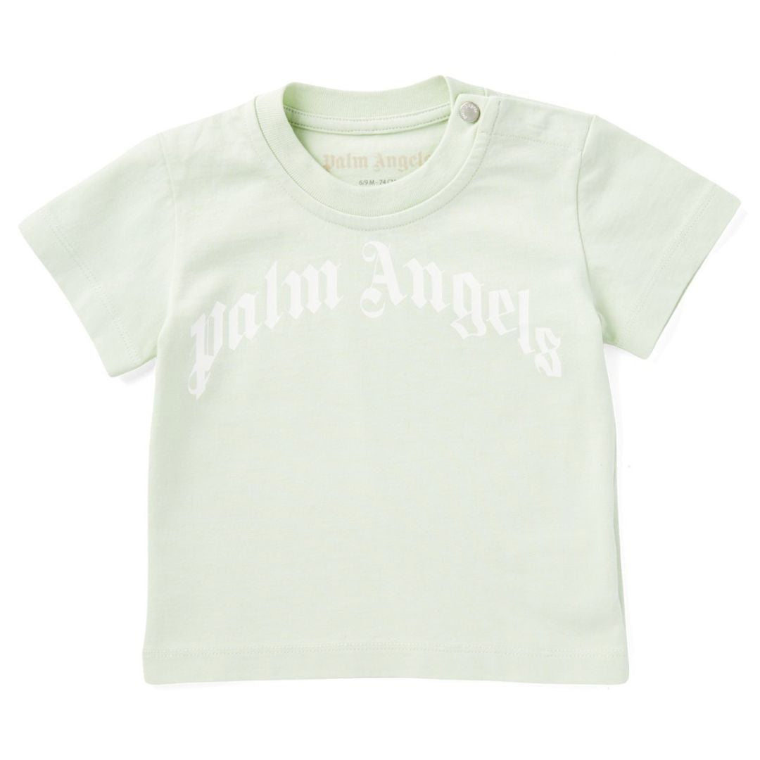 Palm Angels T-Shirt Curved Logo Light Green