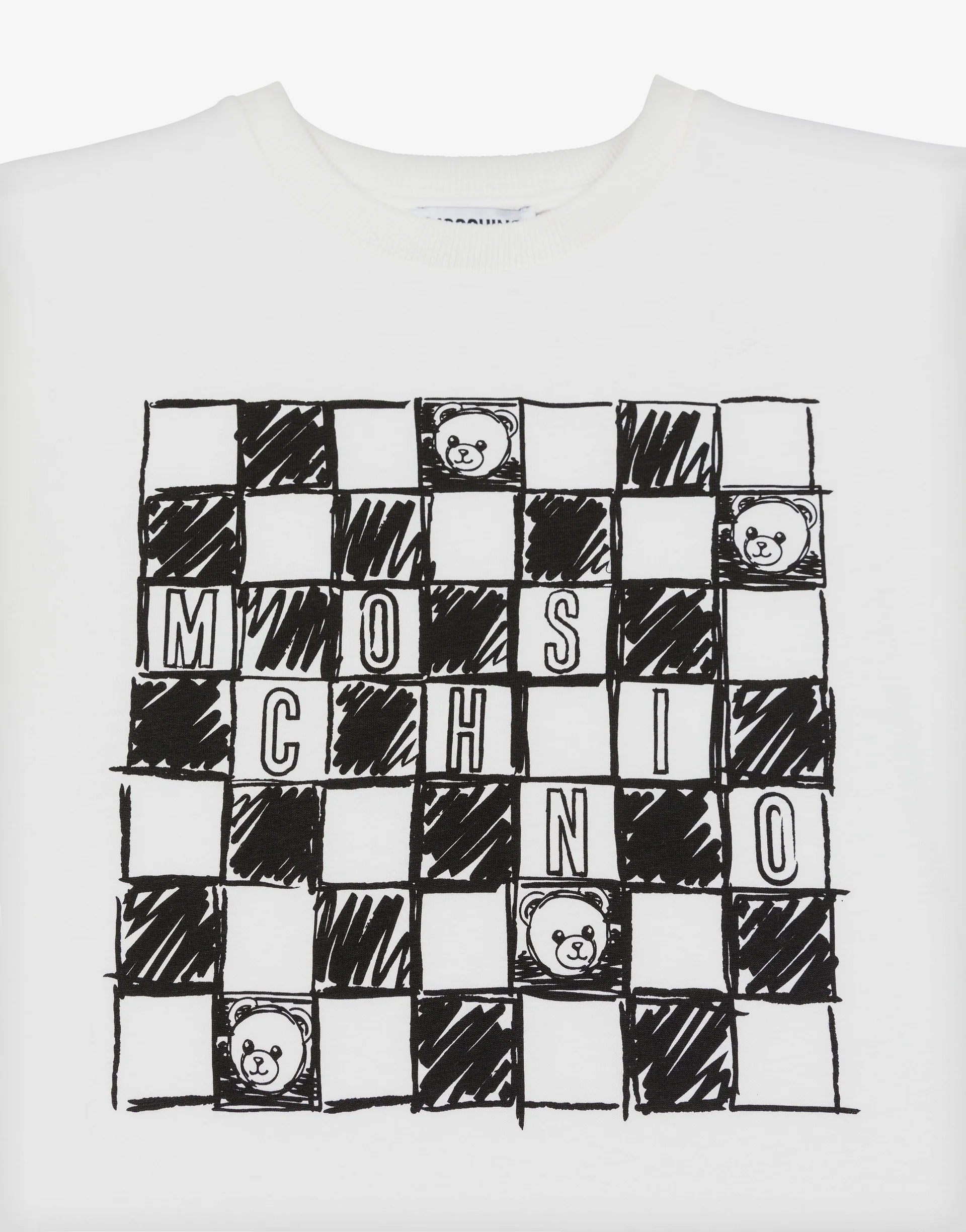 Moschino Tshirt Checkered Logo Whiteblack