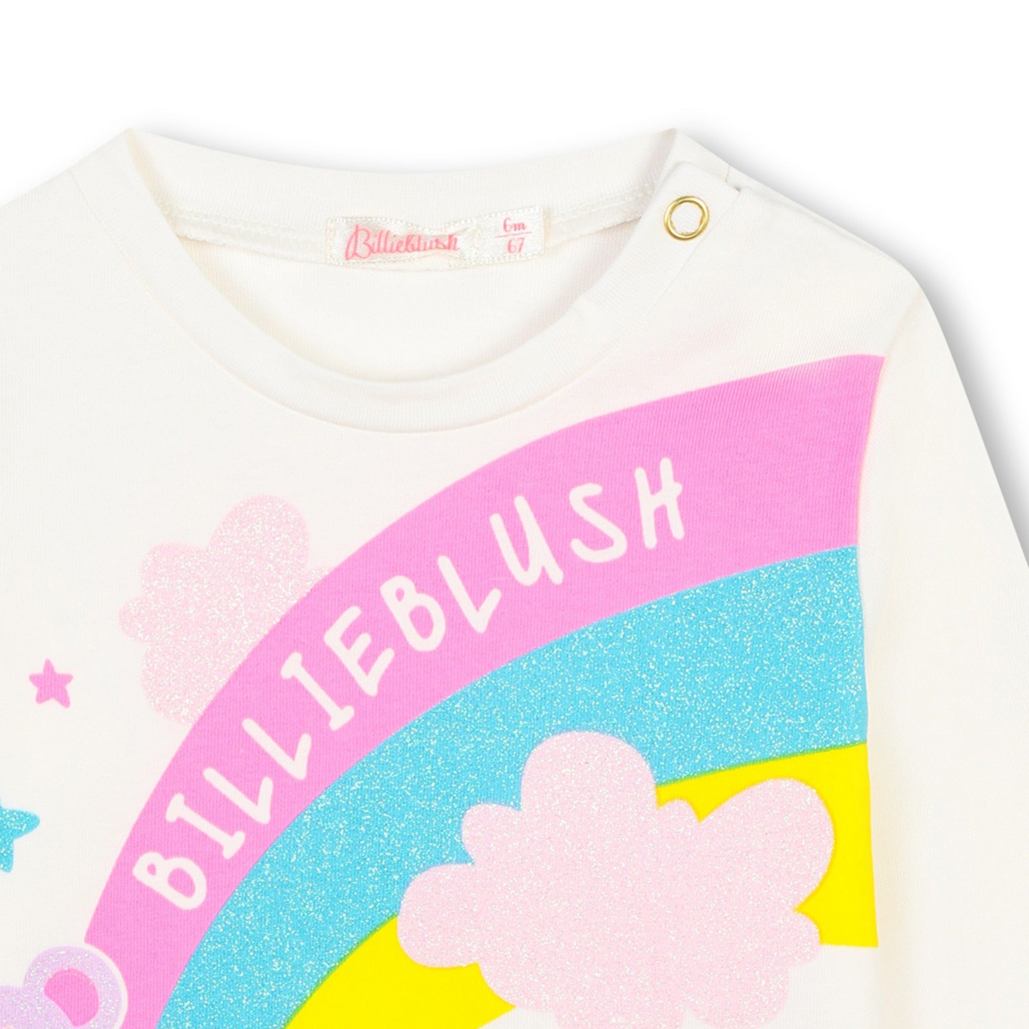 Billieblush Tshirt Long Sleeve Rainbow Logo White
