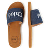 Chloe Slides C2 Logo Denim Blue