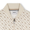 Boss Sweater Zip Up Allover Print Sand