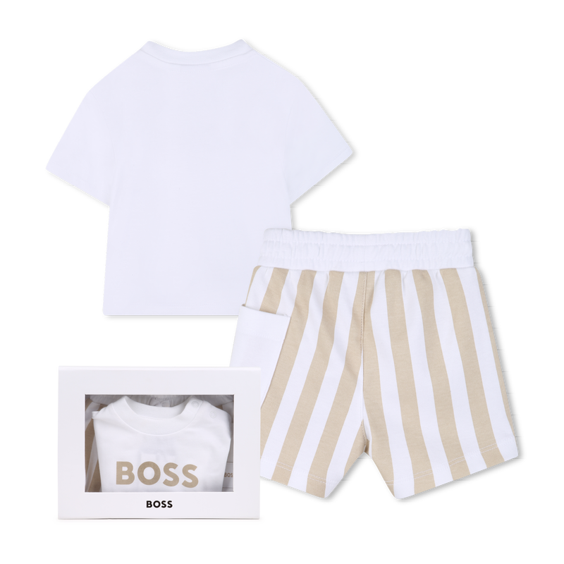 Boss Set Tshirt & Shorts Whitebeige