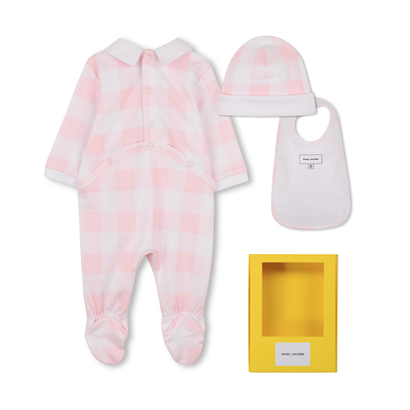 Marc Jacobs Set Romper+Bib+Hat Pinkwhite