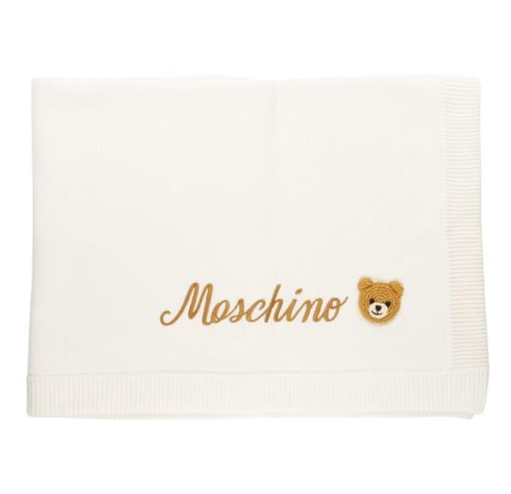 Moschino Blanket Gold Logo White/Cream