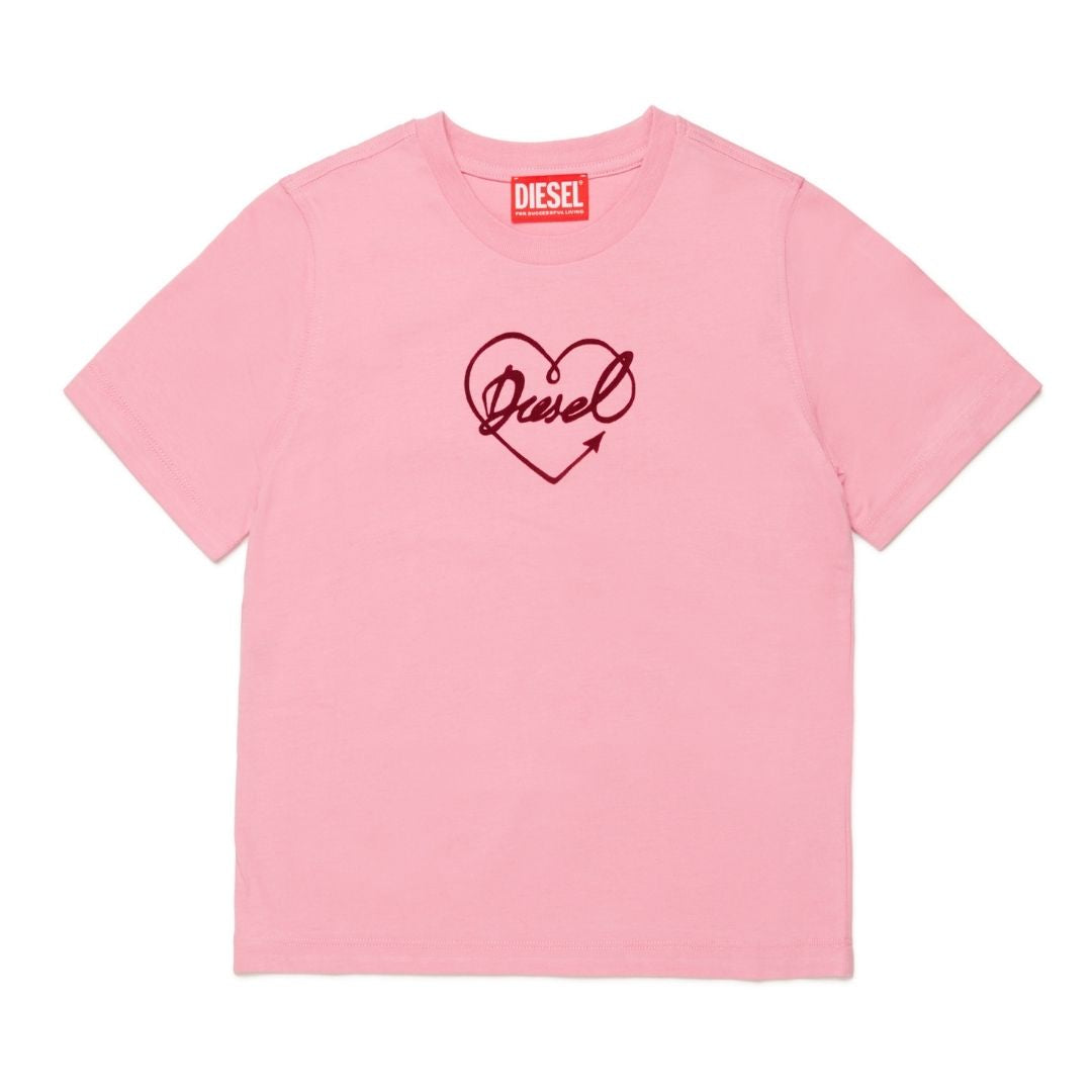 Diesel T-Shirt Heart Logo Pink