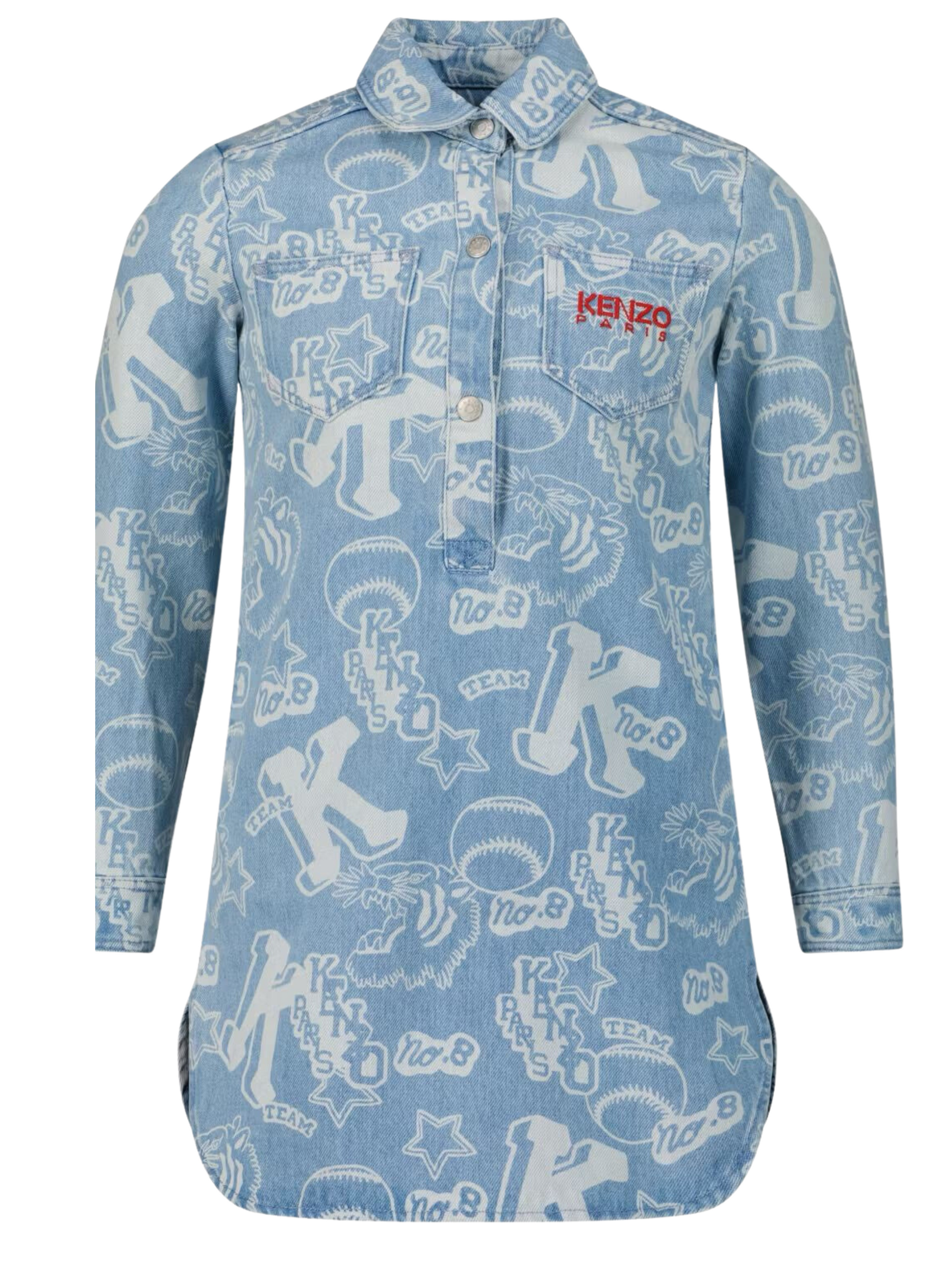 Kenzo Dress All Over Print Denim