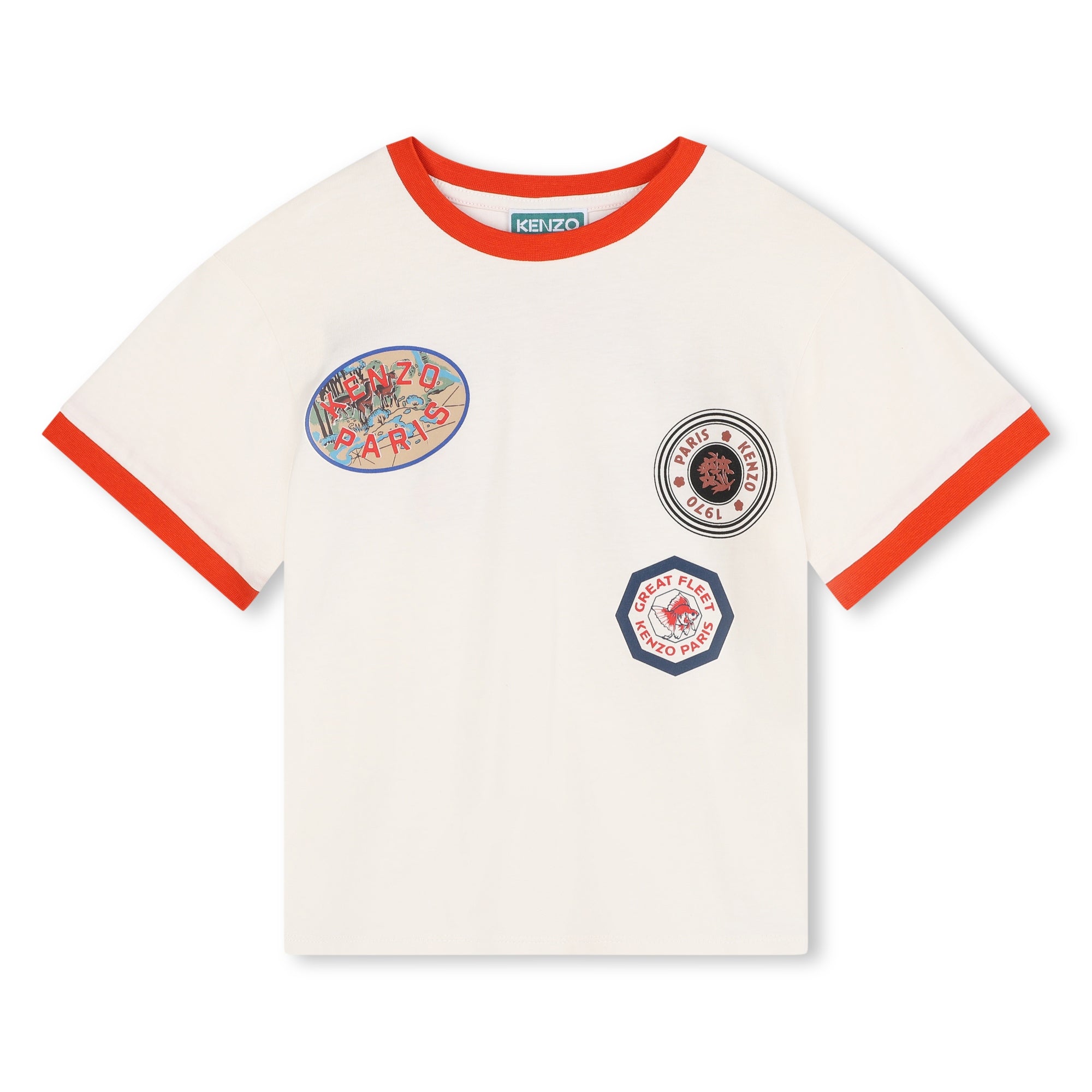 Kenzo Tshirt Badge Logo Ivory