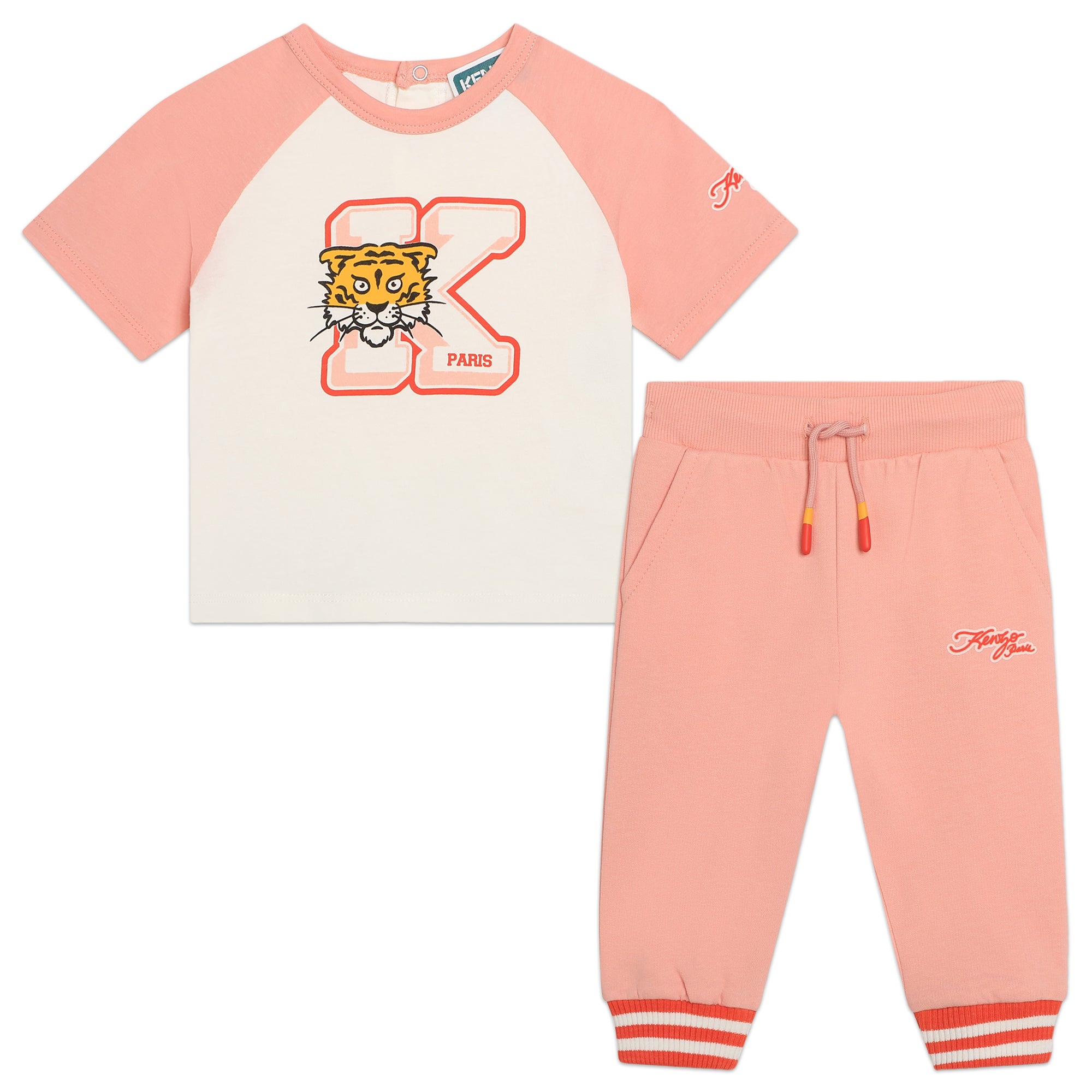 Kenzo Set T-Shirt And Trackpants Varsity Pink White