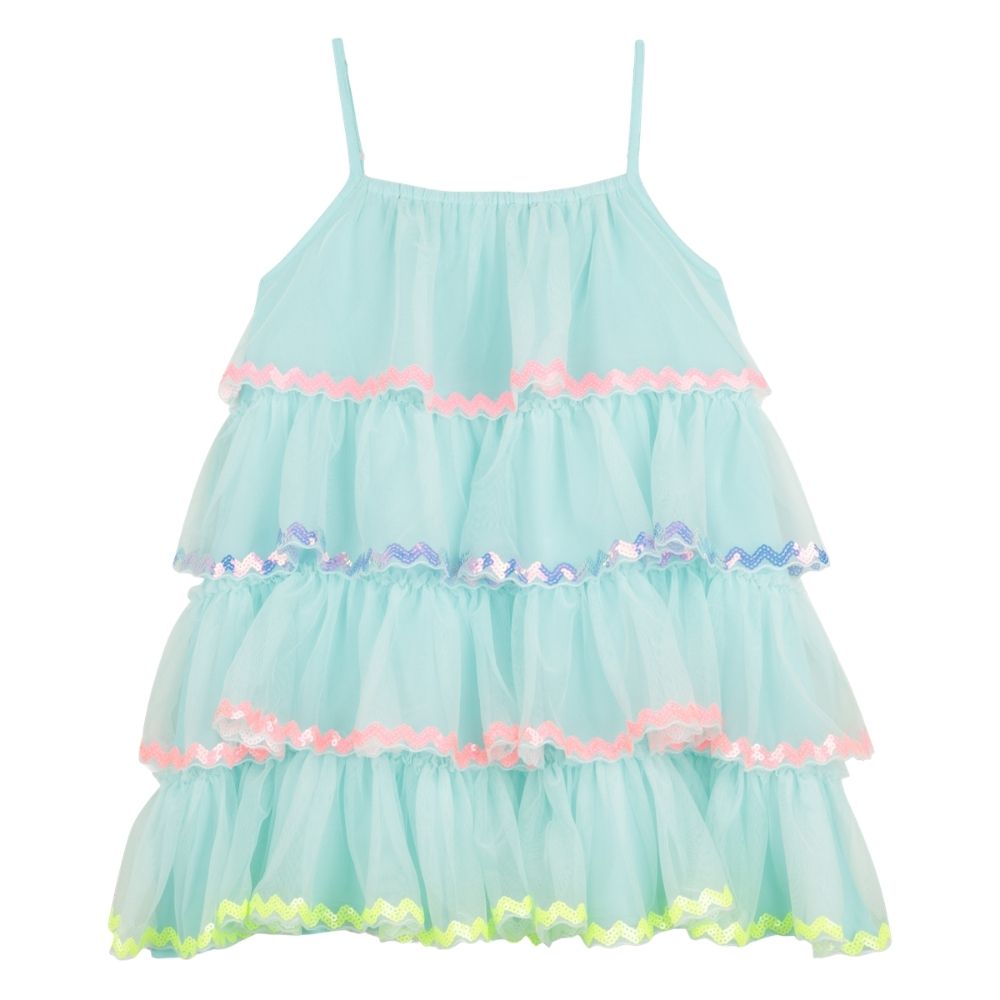 Billieblush Dress Layered Frill Lagoon