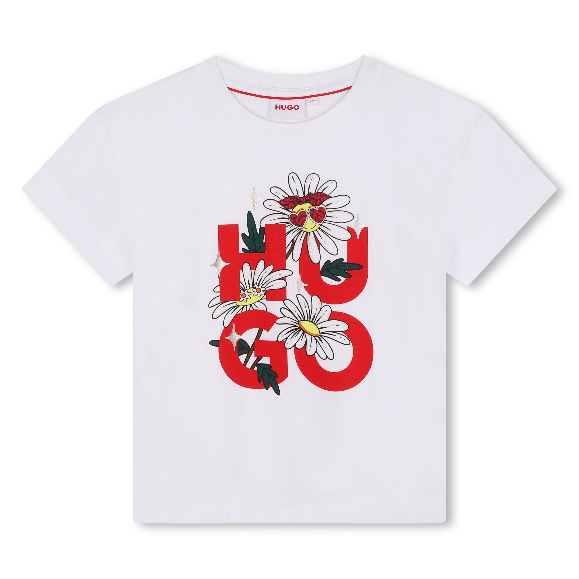 Hugo T-Shirt Box Logo Flower White