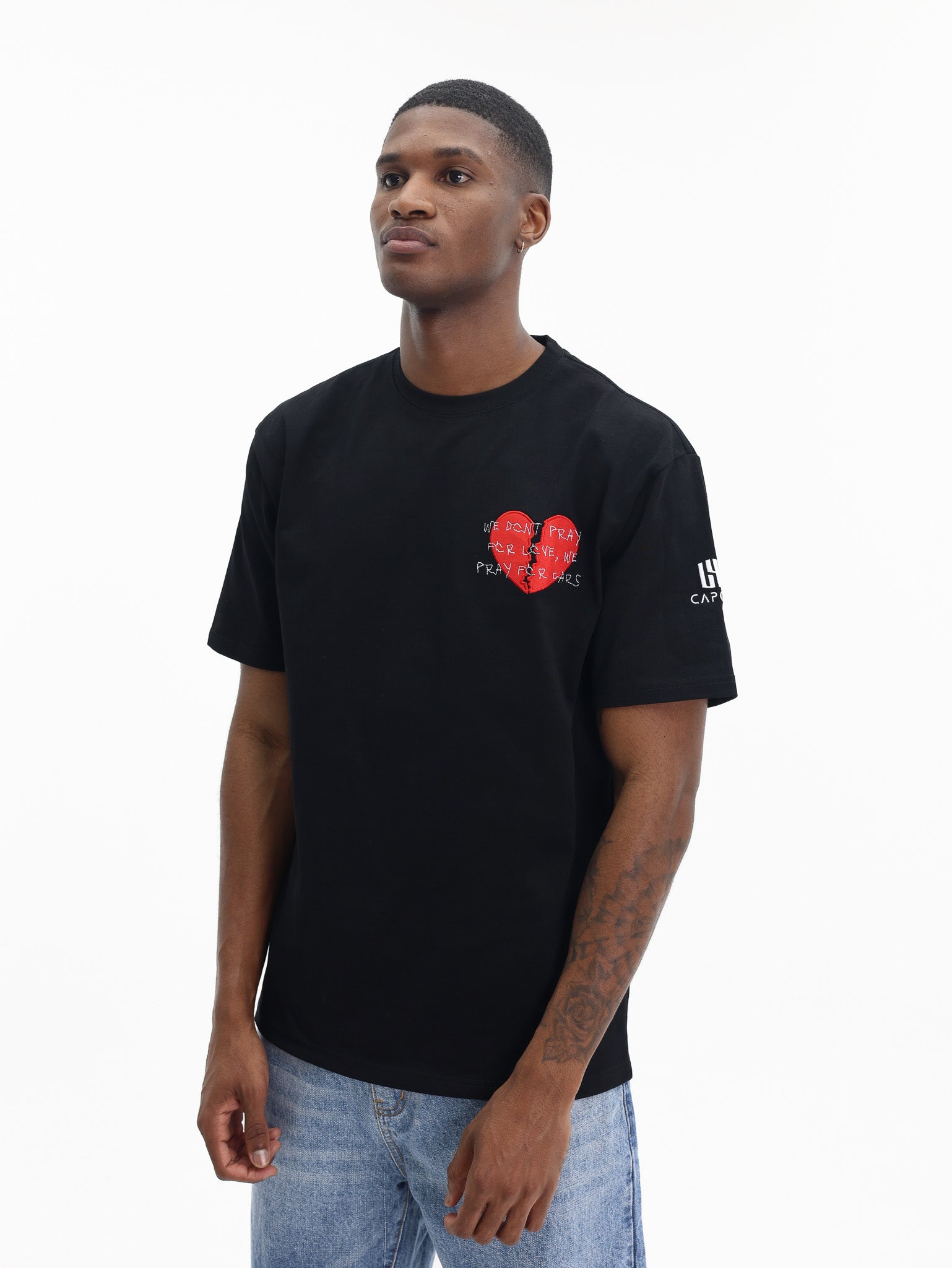 Capone T-Shirt Broken Heart Slogan Black