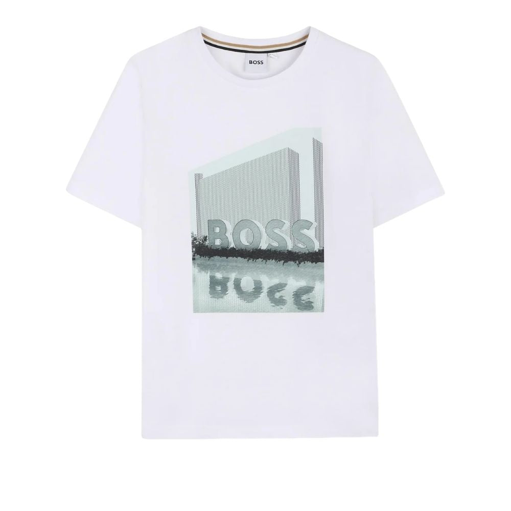 Boss Tshirt Graphic Logo Whitegreen