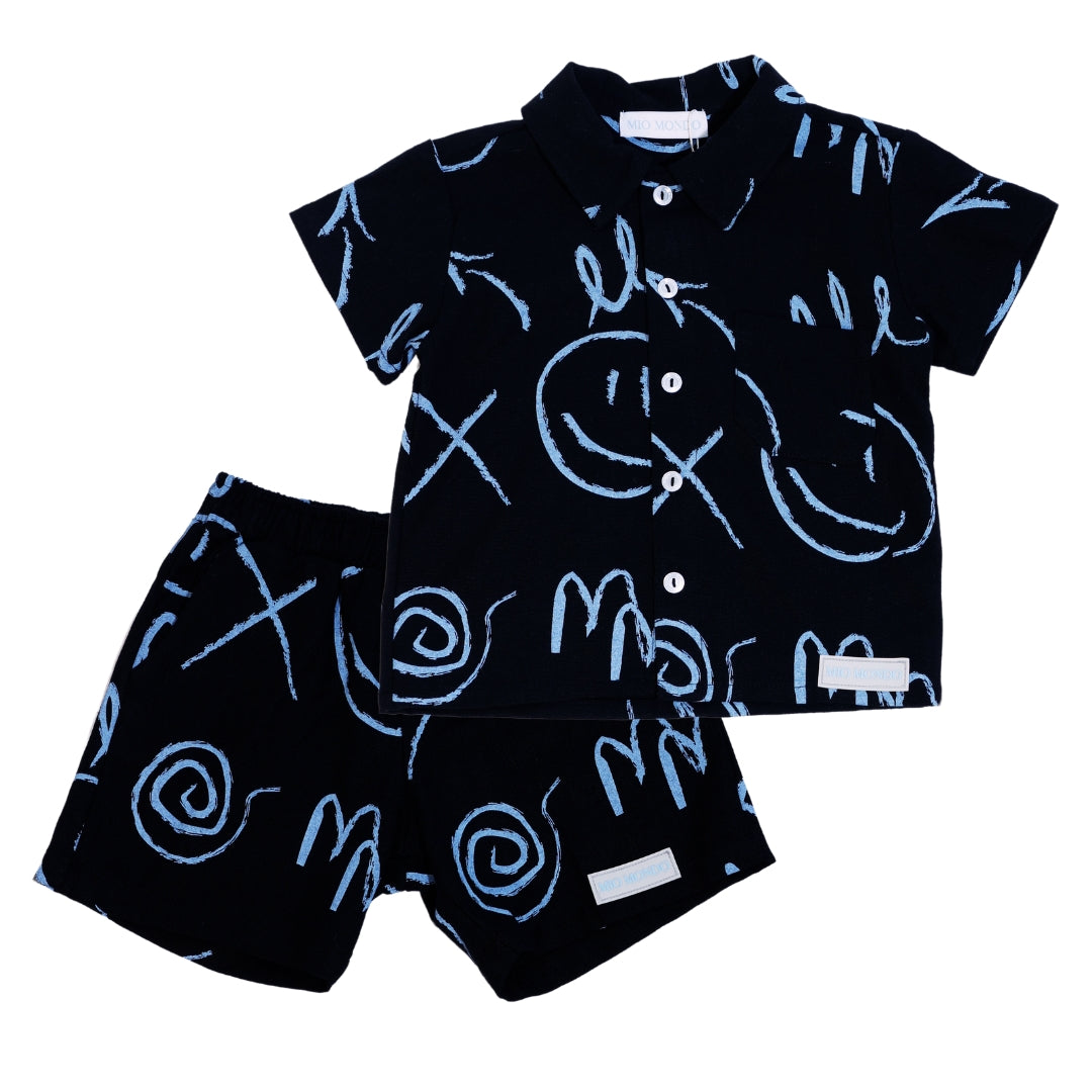 Mio Mondo Set Shorts And Shirt Smiley All Over Black