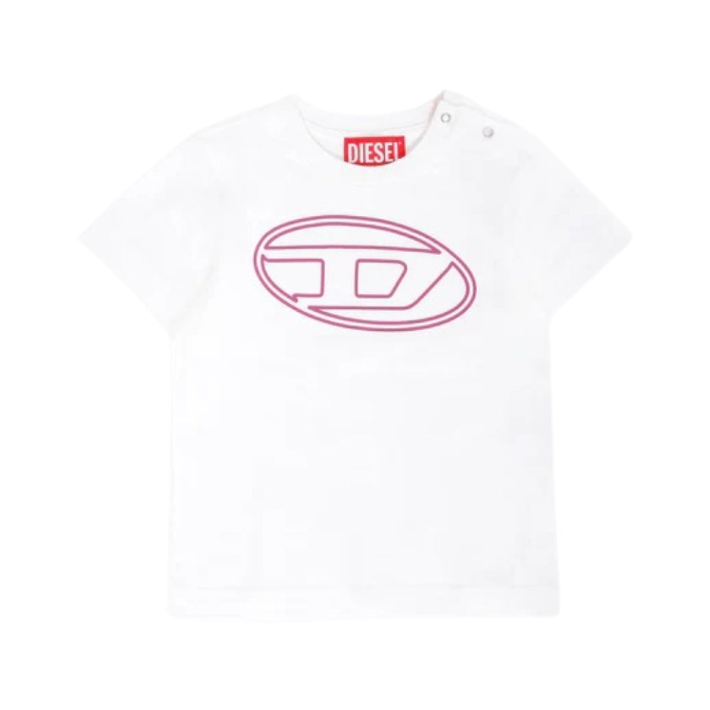 Diesel Tshirt Logo Whitepink