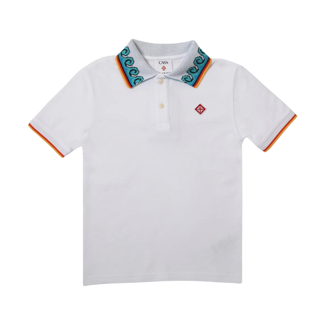 Casablanca Polo Shirt Wave Collar White