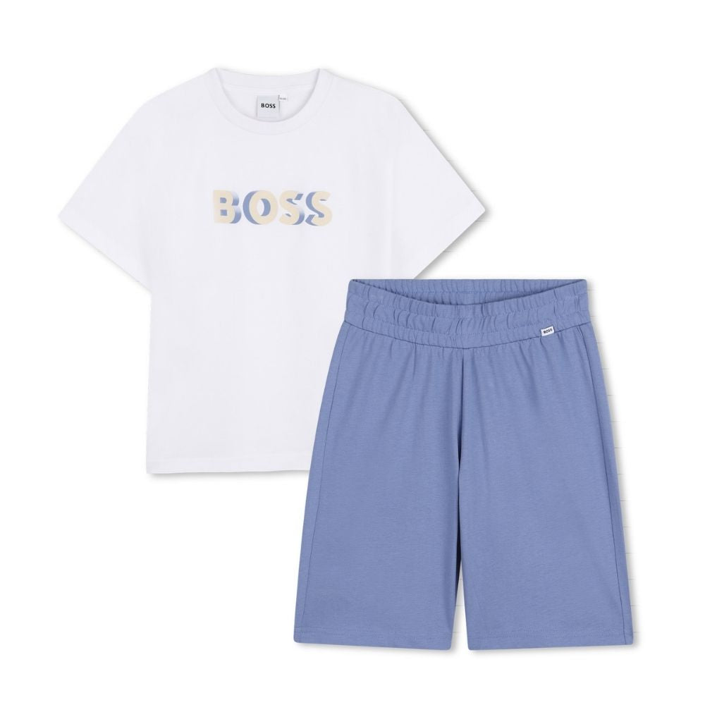 Boss Set Tshirt And Shorts Whiteblue
