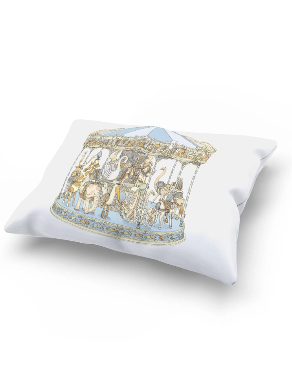 Atelier Choux Paris Satin Cushion Carousel Blue 0X40cm