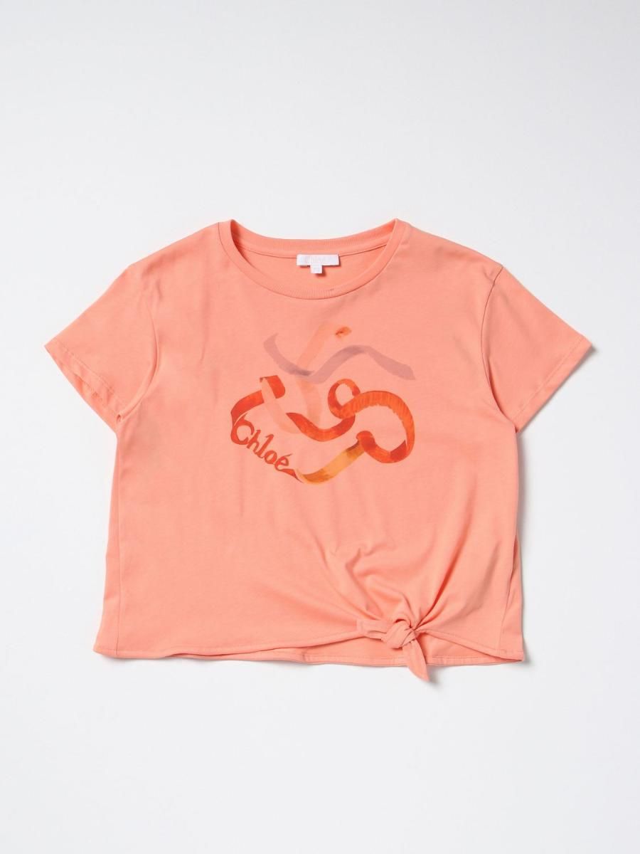 Chloe T-Shirt Tie Ribbon Logo Peach