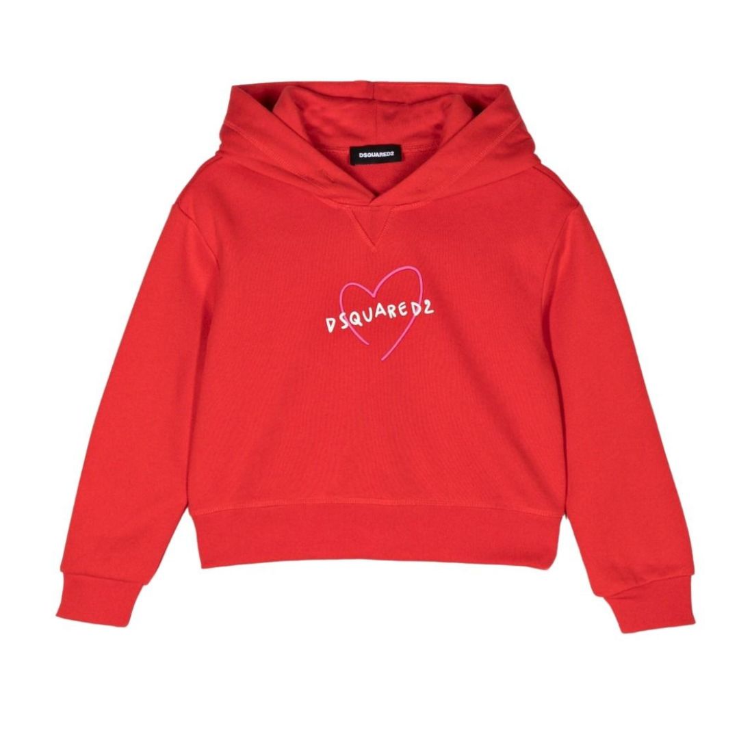 Dsquared2 Sweater Heart Logo Hoodie Red