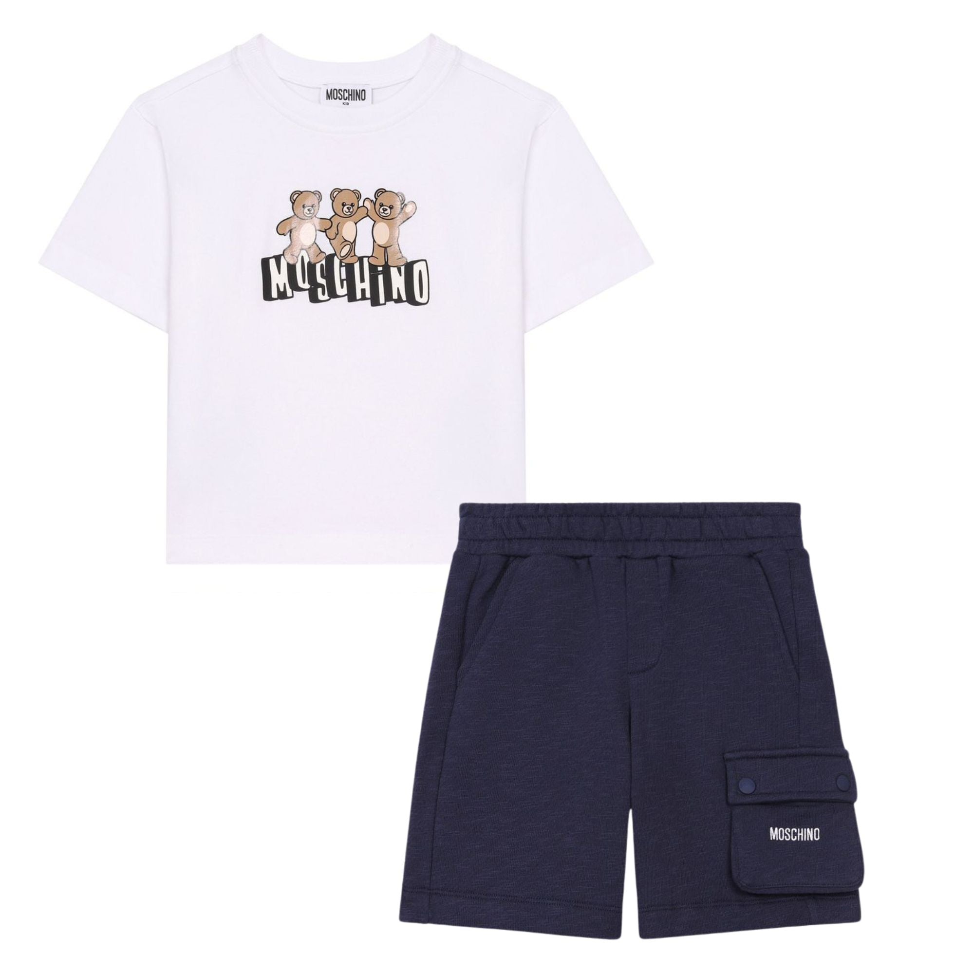 Moschino Set Tshirt & Shorts Logo Whiteblue