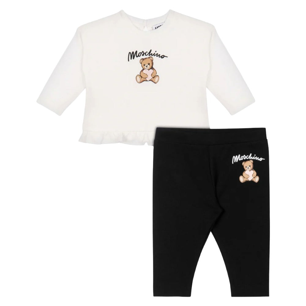Moschino Set Blouse Long Sleeve + Leggings Whiteblack