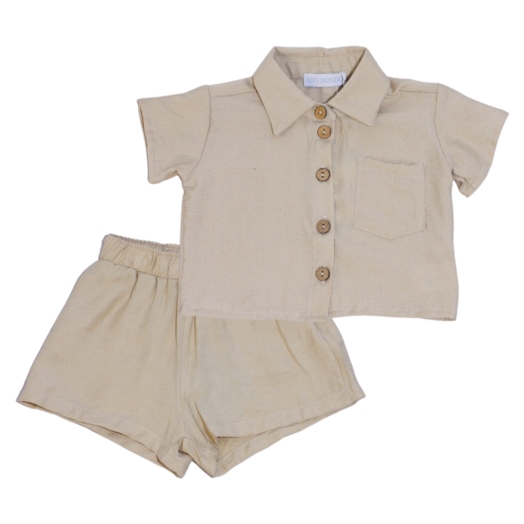 Mio Mondo Set Shorts And Shirt Beige