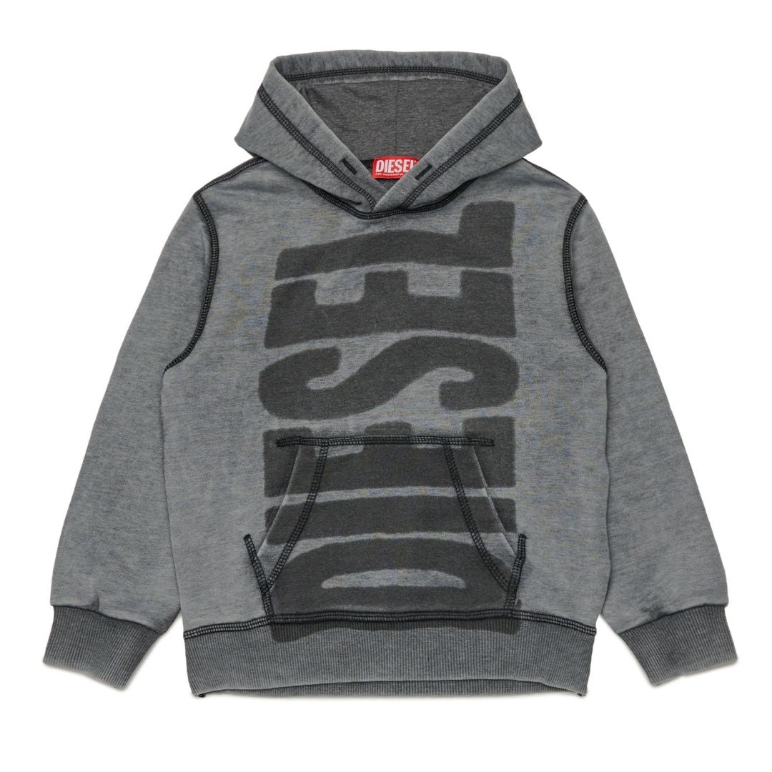 Diesel Sweater Full Logo Hoodie Grey-Black