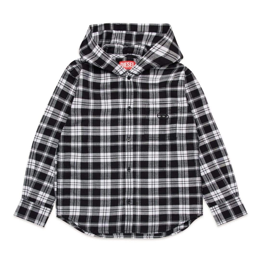 Diesel Shirt Hoodie Check Black