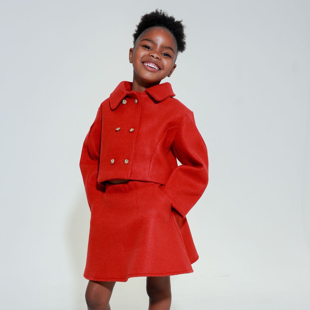 Mio Mondo Jacket & Skirt Set Maroon