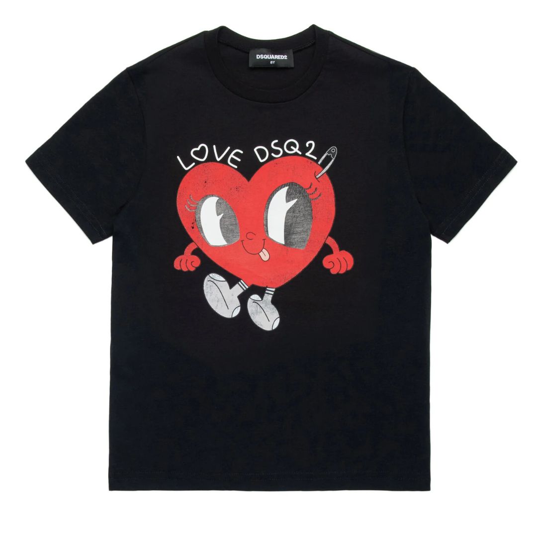 Dsquared2 T-Shirt Heart Eyes Black-Red