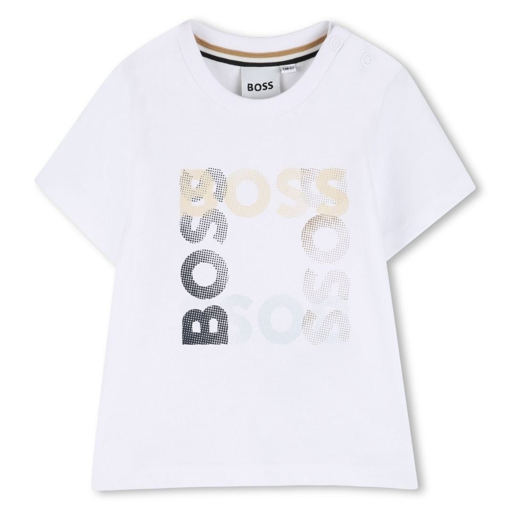 Boss Tshirt Multiple Logo White