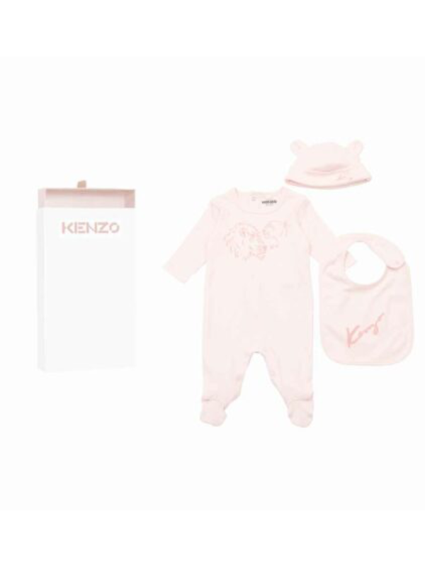 Kenzo Gift Set Romper; Bip & Hat Logo Pink