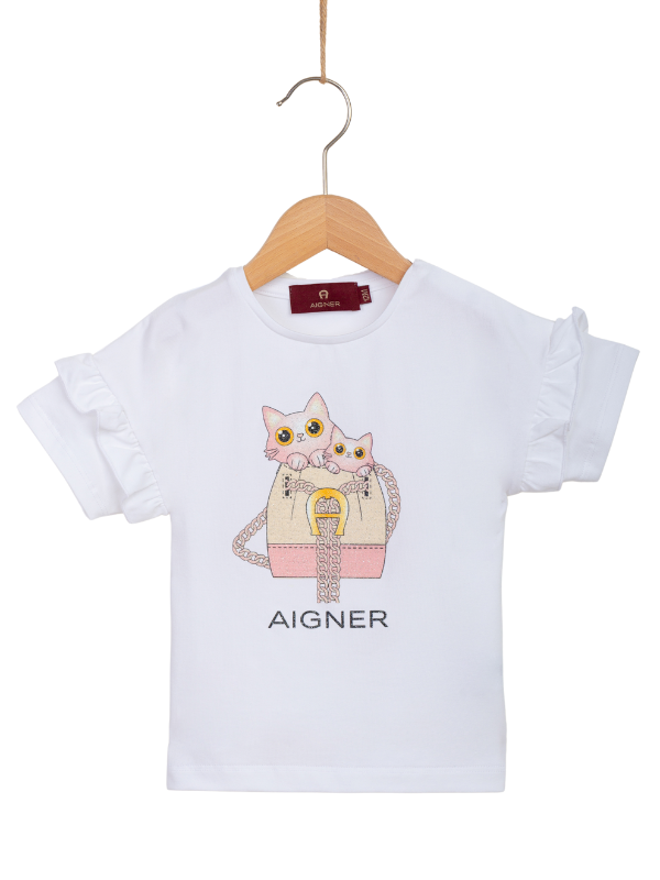 Aigner T-Shirt Kitty Flaired Sleeve White