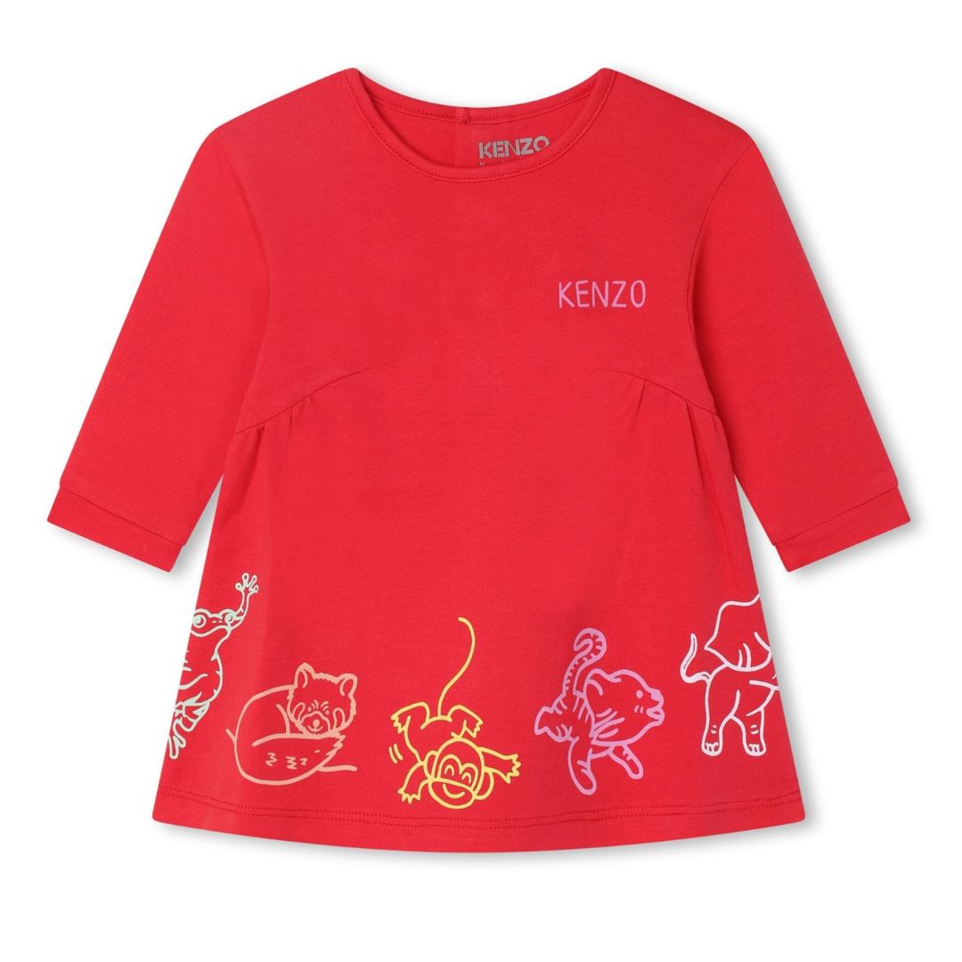 Kenzo Dress Animal Bottom Print Red